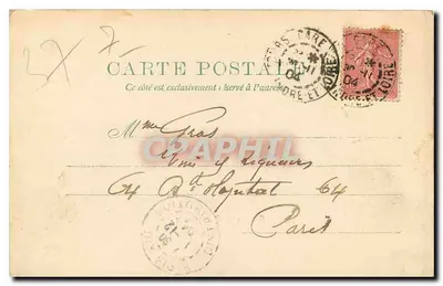 Castelo de Chenonceaux - visão do castelo com estátuas - editor Kuwali Frères, Paris, n° 801 — Verso