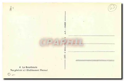 La Bourboule — Ogólna wizja i Zakład Termiczny — A.P. - Paryż — Rewers