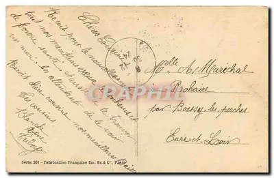 Casal jovem à beira de um lago — Série 204 — Fabricação Francesa Em. Bx & C°, Paris — Verso