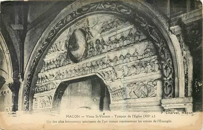 Macon — Velho São Vicente — Timpanos da igreja (século XII) — P. Charvet, Macon