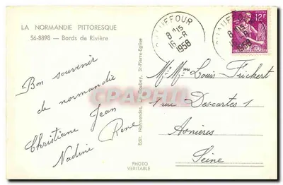 Margens do Rio — A Normandia Pittoresca — Edit. Goubey, St-Pierre-Eglise — Verso