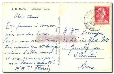 Le Mans — Zegar kwiatowy — Wydawnictwo Globus, Paryż, nr 3 — Rewers
