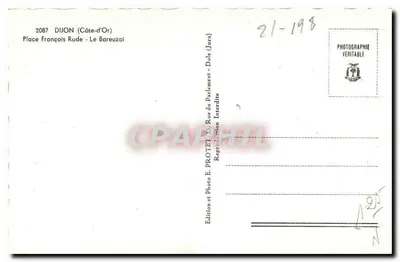 Fontaine de la Place François Rude — Dijon — Édition E. PROTET — Verso