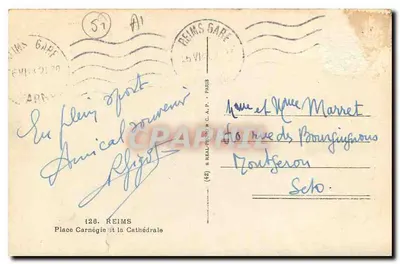 Reims — Place Carnégie and the Cathedral — Publisher Capitale — Back