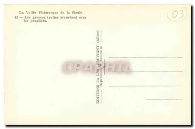 Pittoreska dolina Sioule — 15 — Duże truskawki mouchają się pod osikami — Éditions du LXS Souvigny (Allier) — Rewers