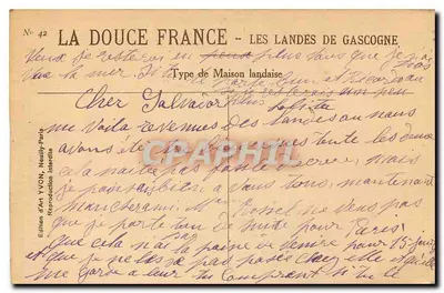 Dom landzki — Landes de Gascogne — Wydawnictwo Art YVON, Neully-Paris — Rewers