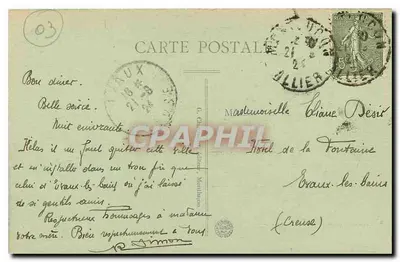 Néris-les-Bains — O Casino — editor G. Gauthier, n° 365 — Verso