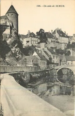 Semur — Vista do castelo e do ponte sobre a Saône — Librairie Clee, Semur, n°106