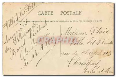 Wnętrze kościoła — Ołtarz z figurą świętej — Wydawca E. Delérimade, Villeret-les-Bosses — Rewers