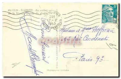 Biarritz - O rochedo da Virgem — No rochedo do Diabo — Edição 'LA CIGOGNE' — Verso