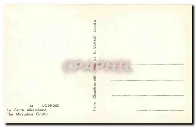 Cudowna jaskinia — Lourdes — wydawca Chambon, nr 43 — Rewers