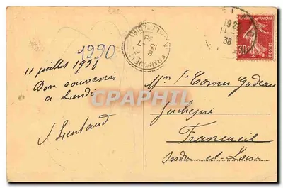 Bilhete postal antigo Ciron Indre Castelo e Torre de Romefort — Verso