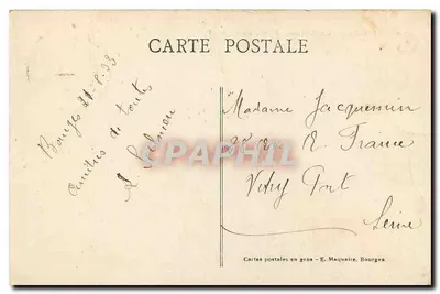 Bourges — Zamek Wody, widok z profilu. — E. Maquaire, n° 388 — Rewers
