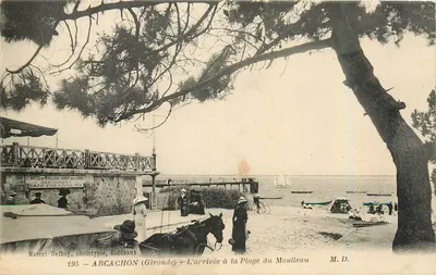 Chegada à Praia do Moulleau — Arcachon (Gironde) — Marcel Delboy, fototipia, Bordeaux — n° 195