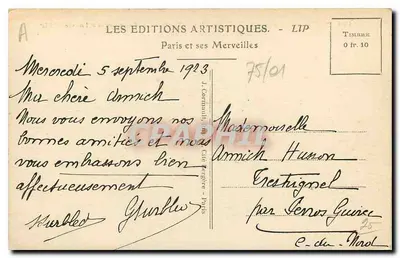 Paryż — panorama Tuileries, Arc de Triomphe du Carrousel i Louvre — LES ÉDITIONS ARTISTIQUES - LIP — Rewers