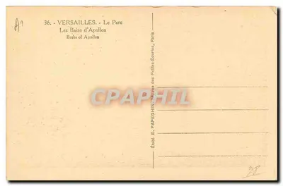 Bany w Apollonie — Versajles — Wydawca E. Papeghin, Paryż — Rewers
