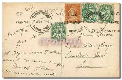 O Puy de Dôme, o Petit Puy de Dôme e o Village d'Orcines — A Auvergne pitoresca — Verso
