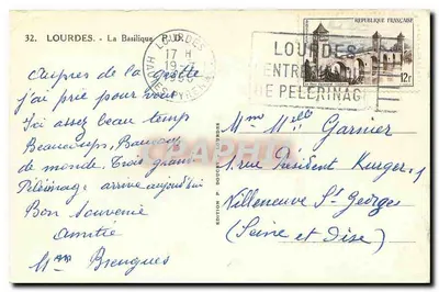 Lourdes — A Basílica — Edição P. Doucet, n°32 — Verso