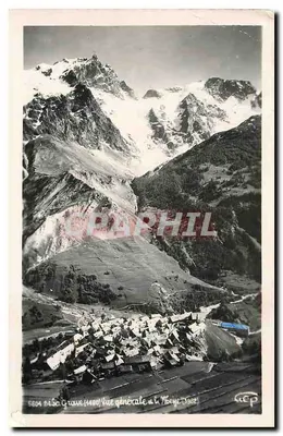 Bilhete postal moderno Visão geral de La Grave e a Meije