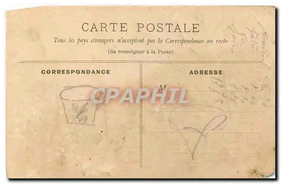 Bilhete postal antigo O Coche Mastigatório Le Mail Ferlys Caleche Cavalos — Verso