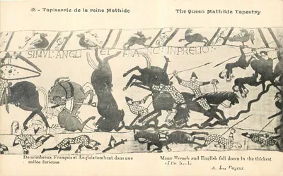 Tapisserie da rainha Matilde — cena de batalha — A. L., Pageux