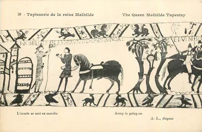 Tapisserie da rainha Matilde — cena 38: O exército se põe em marcha — A. L., Bayeux