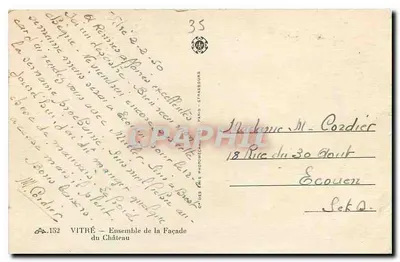 Vitré — Zamek — Wydawca Paris - Strasbourg — Rewers
