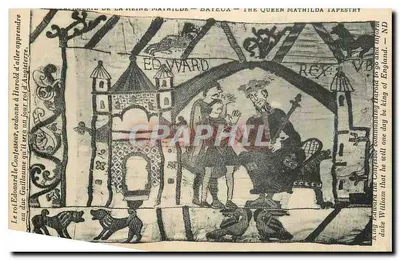 A tapeçaria da rainha Matilde — cena do rei Eduardo ordenando a Harold para ir aprender a Guillaume que ele será um dia rei da Inglaterra — editor ND