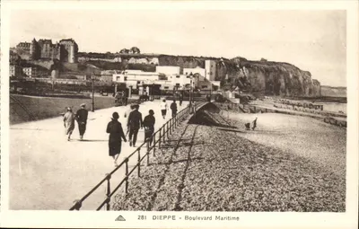 Dieppe - Boulevard Maritime — vista da promenade e das falésias — editor ARA, n° 281
