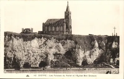 Dieppe — As falésias do Pollet e a Igreja Bon Secours — Editor C. L. C. n° 112