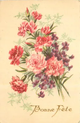 Arranjo de flores — Boa Festa — Carta postal