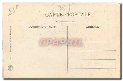 Widok z powietrza na Besançon — wydawca L. Gaillard-Prêtre — Rewers