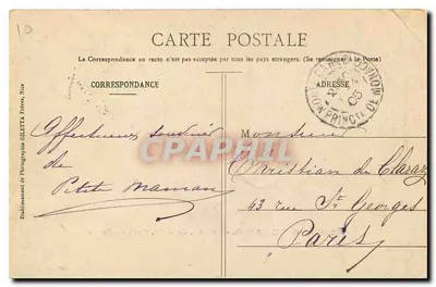 Monte-Carlo — Casino, Jardins, Café de Paris — Coleção Artística, Edição G. Costes, n°714 — Verso