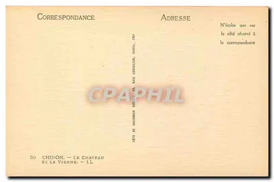 Chinon — O castelo e a Vienne — Editor: 44, rue Lethelien, Paris — Verso