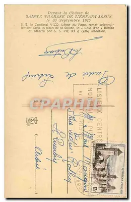 Diante da Châsse de Santa Térèsa do Menino Jesus — Editor não visível, n° de série 4+ — Verso