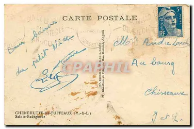 Castelo de Chenehutte-les-Tuffeaux — vista geral com fonte — Imp. Christian & Fils, Angers — Verso
