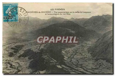 Bagnères-de-Bigorre — Vista panorâmica sobre a vallée de Lesponne e as montanhas do Lago Azul — Imprimé Illustré