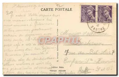Sablé-sur-Sarthe — Abadia de São Pedro de Solesmes — editor Gaby, n°36 — Verso