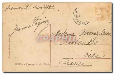 Widok Rzymu — Passeggiata del Pincio — Ernesto Richter, n°129 — Rewers