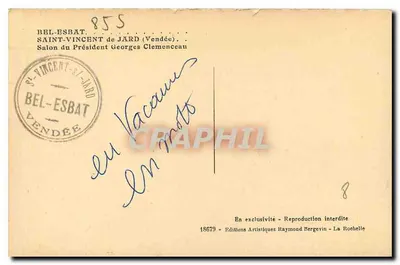 Salone del Presidente Georges Clemenceau — Saint-Vincent-de-Jard (Vendée) — Edizioni Artistiche Raymond Bergevin — Verso