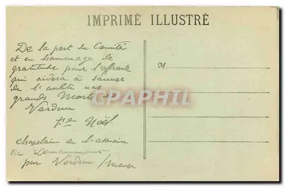 Tijdelijk ossaria van de slagvelden van Verdun — linkeroever en rechteroever — Begin van de Werkzaamheden van Douaumont (Meuse) — Imprimé Illustré — Achterkant
