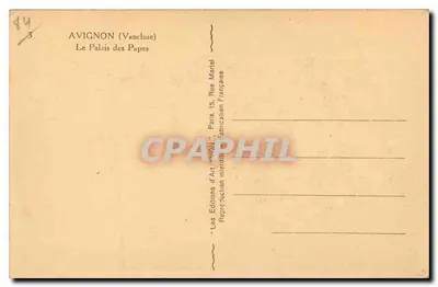 Avignon — O Palácio dos Papas — Les Éditions d'Art Avignon — Verso