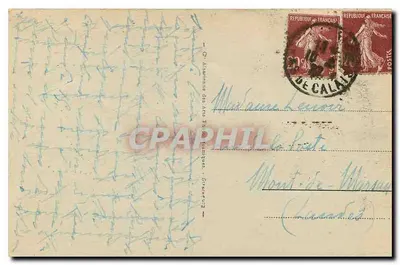 Wimereux - As Falésias em tempo de tempestade — Bilhete postal antigo n°19 — Verso