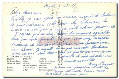 Côte Basque — widok panoramiczny — De G. & D. Biarritz — Rewers