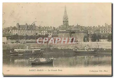 Bilhete postal antigo Saint Malo La Grande Porte Bateaux