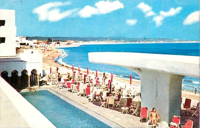 Praia e piscina de um hotel — Argel — Editor JEFAL, Ref. 19 Club Touristique