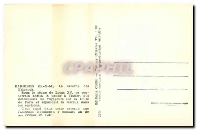 Barbizon — A caverna dos Bandidos — Edições Collin (Nievre) n°32 — Verso