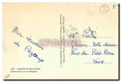 Bassin d'Arcachon — Kontrjas na regatach — L. CHATAGNEAU 92, Cours Victor-Hugo, Bordeaux — Rewers