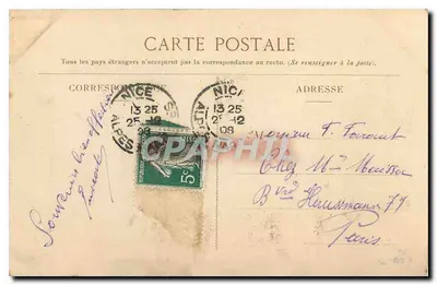 Vista de Nice — De NICE Receba meus cumprimentos de BOA ANOVA — P. L. D Depositado — Verso