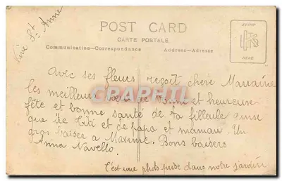 Duas jovens mulheres — jardim florido — carta postal anônima — Verso